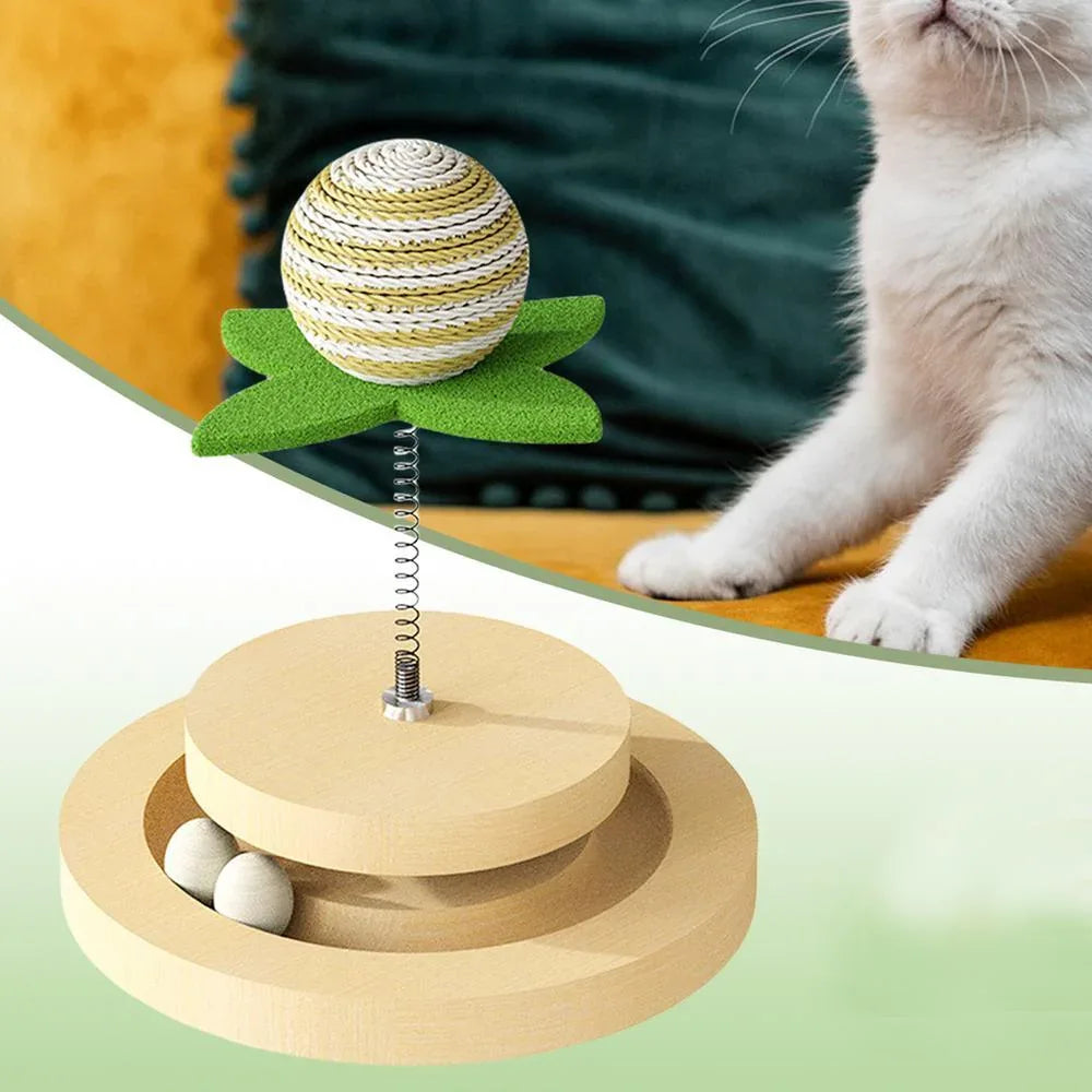Interactive Cat Kitten Scratching Post With Sisal Ball Toy For Indoor Entertainment