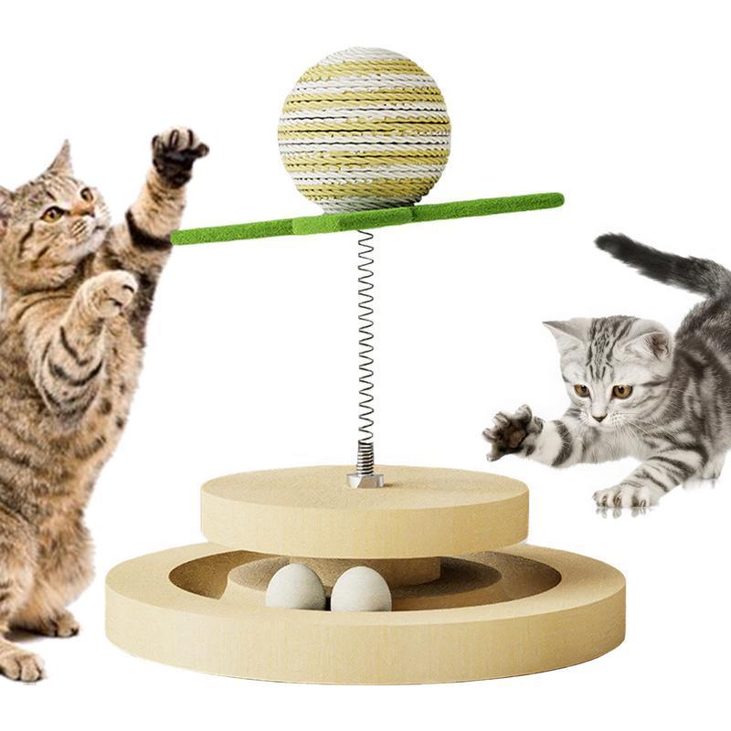 Interactive Cat Kitten Scratching Post With Sisal Ball Toy For Indoor Entertainment