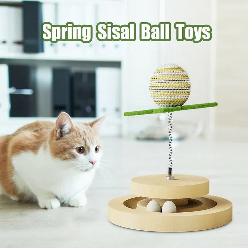 Interactive Cat Kitten Scratching Post With Sisal Ball Toy For Indoor Entertainment