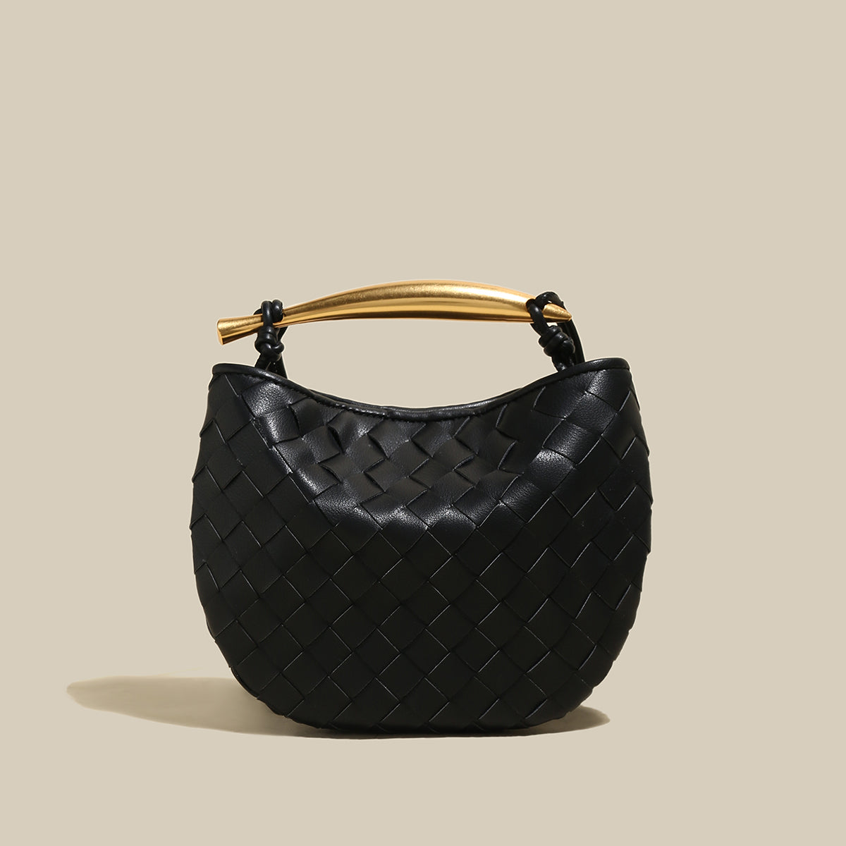 Italian Life Woven Shoulder Bag with Sculptured Handle-0