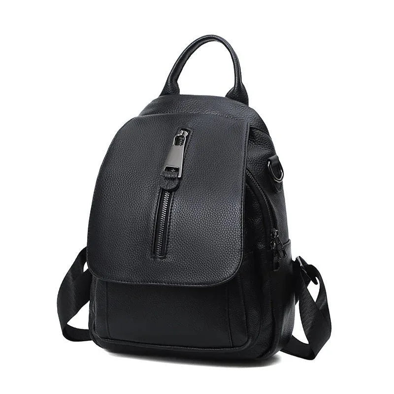 Ladies Multiple Compartments Leather Anti-Theft Backpack For Women