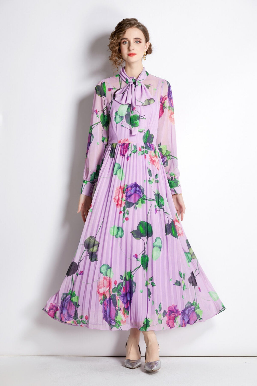 Lavender Fields Pleated Maxi Dress