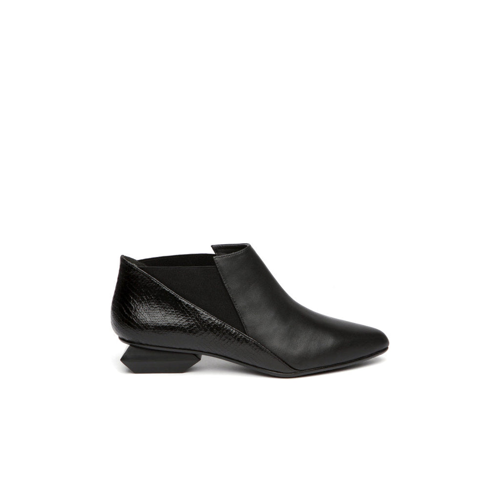 Leather Ankle Boots with Trapezoidal Heels-3