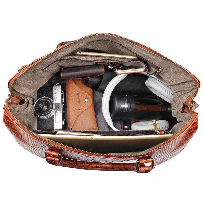 Leather Duffle Weekend Travel Bag For Men