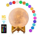 LED Moon Night Table Lamp With Wooden Base & 16 Different Colors