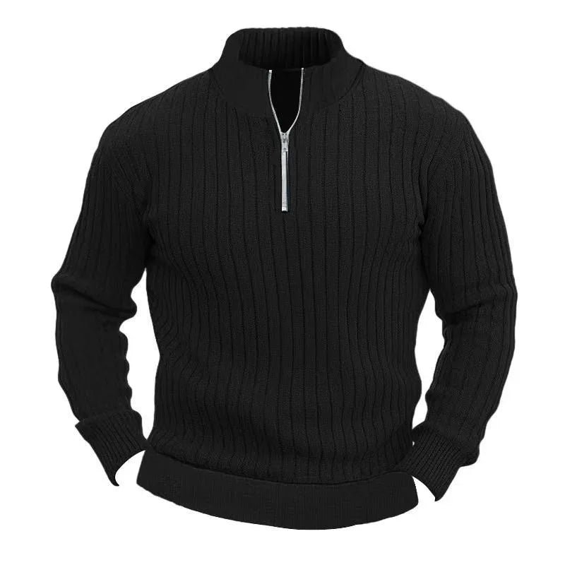 Leisure Pullover Solid Color Stand Collar Long Sleeve Men's Sweaters