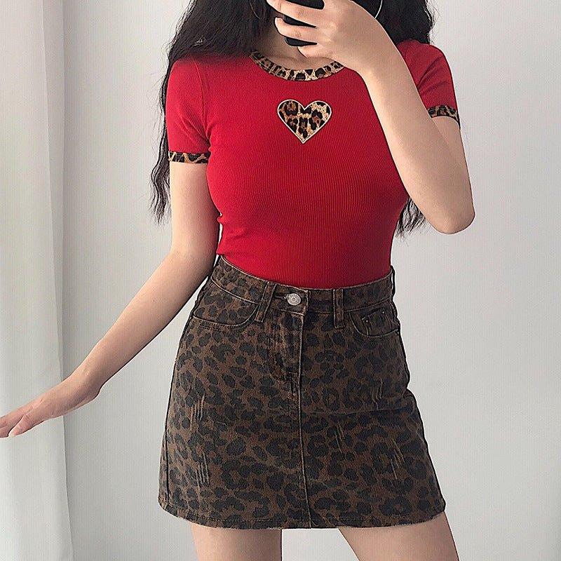 Leopard Print Slimming Sheath Retro A-Line Skirt