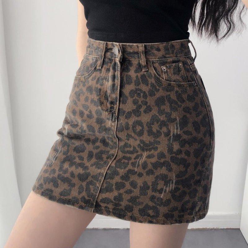 Leopard Print Slimming Sheath Retro A-Line Skirt