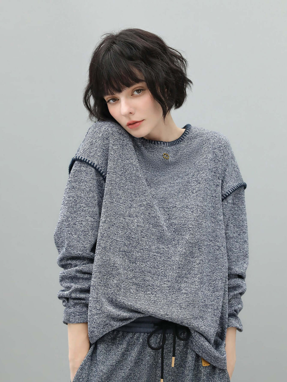 Long Sleeve Tee with Contrast Stitching