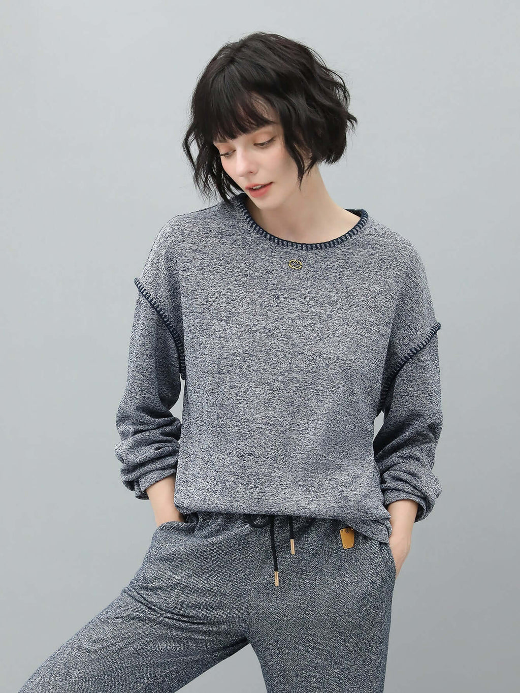 Long Sleeve Tee with Contrast Stitching