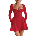 Low-Neck Long-Sleeved Fashionable Evening Party Clothing Dress For Women