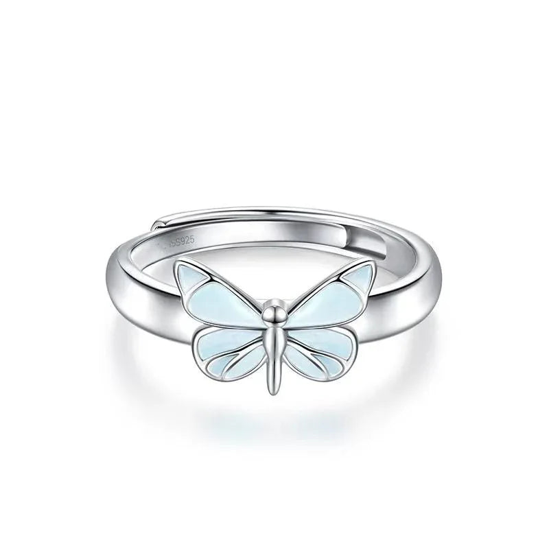 Luminous Blue Butterfly Ring