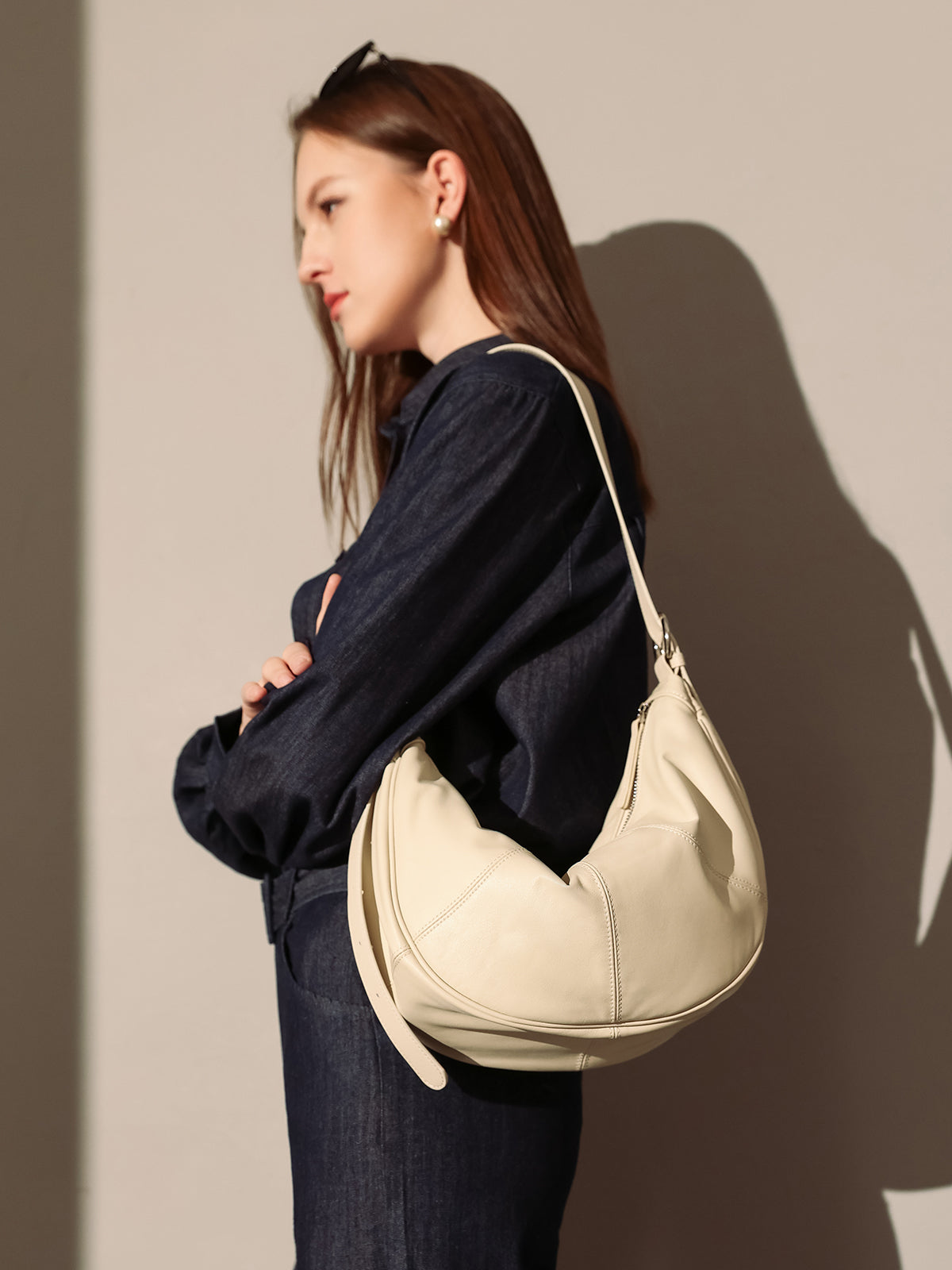 Macy Slouchy Leather Shoulder Bag-6