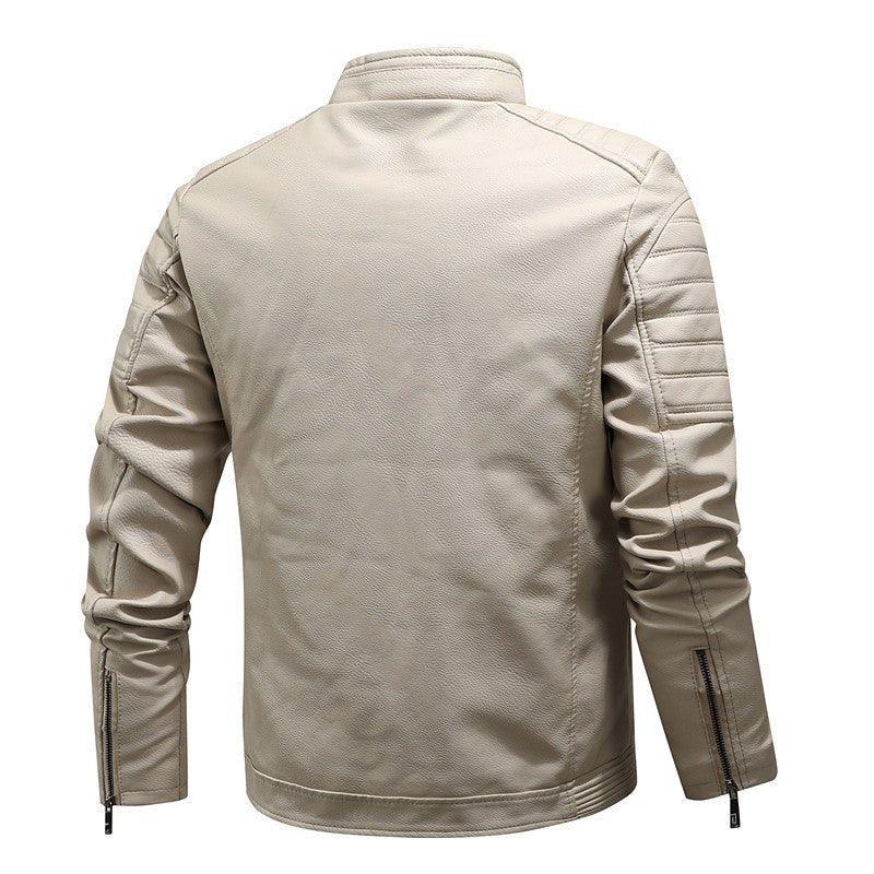 Men's Artificial Leather Velvet Thickening Motorcycle Jacket