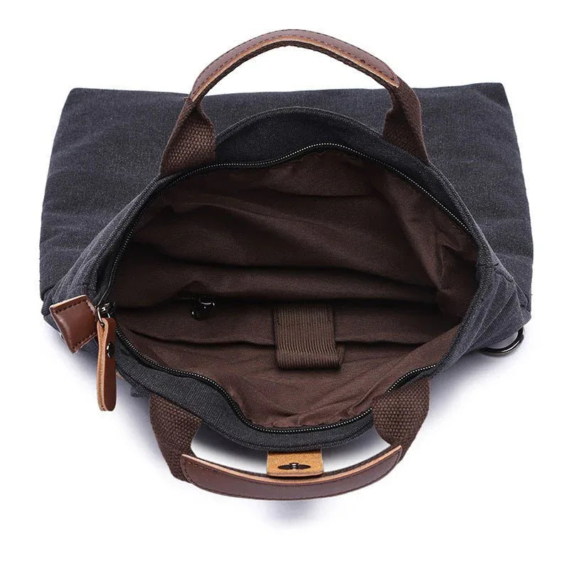 Men's Casual Fashion Anti-Theft Canvas Solid Color Single-Shoulder Bag