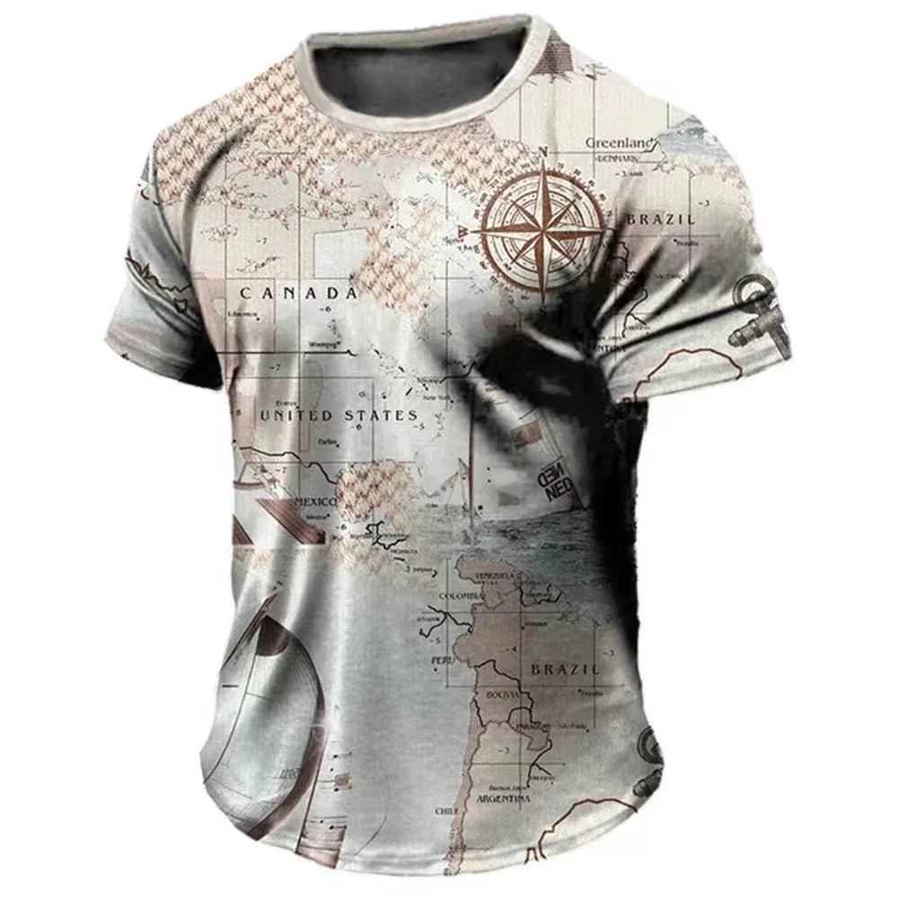 Men's Casual Loose Fit Short Sleeve T-Shirt With  Round Neck