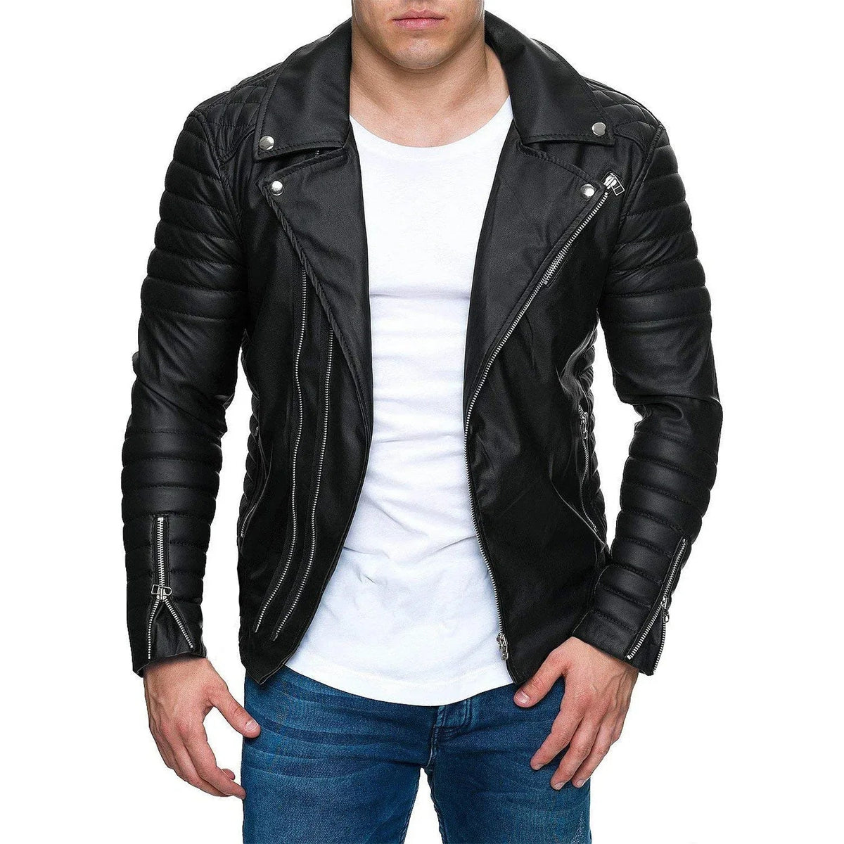 Men's Close Fit PU Leather Jacket