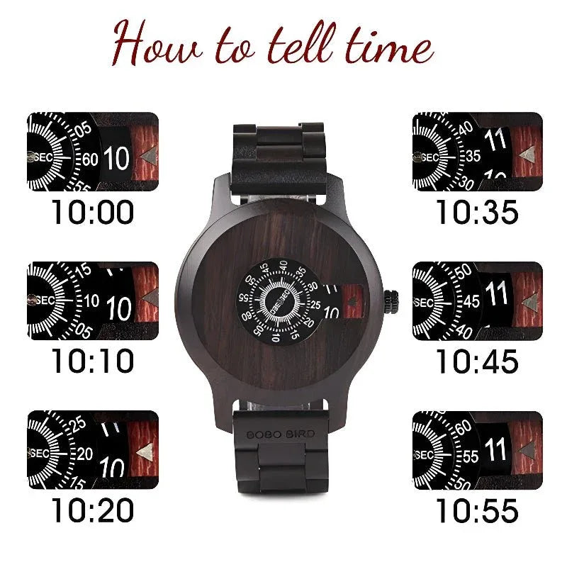 Men's Digital Bamboo Wood Watch