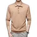 Men's Fine Knitted Long Sleeve Wool Polo Shirt