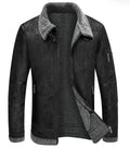 Men's Fleece-Lined Thickened Fur Suede Leather Winter Jacket
