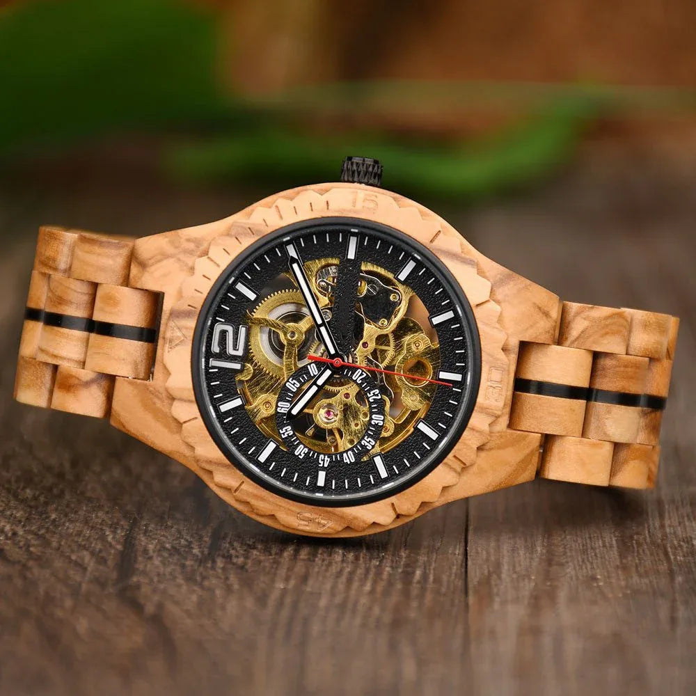 Men's Fully Automatic Wooden Mechanical Watch