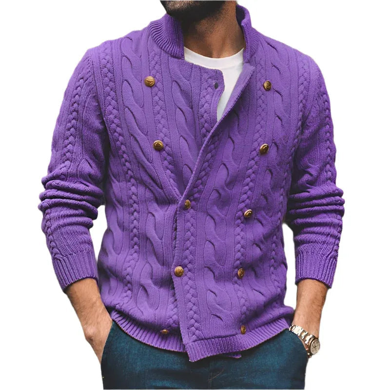 Men's Half Collar Double-Breasted Knitted Buttoned Sweaters