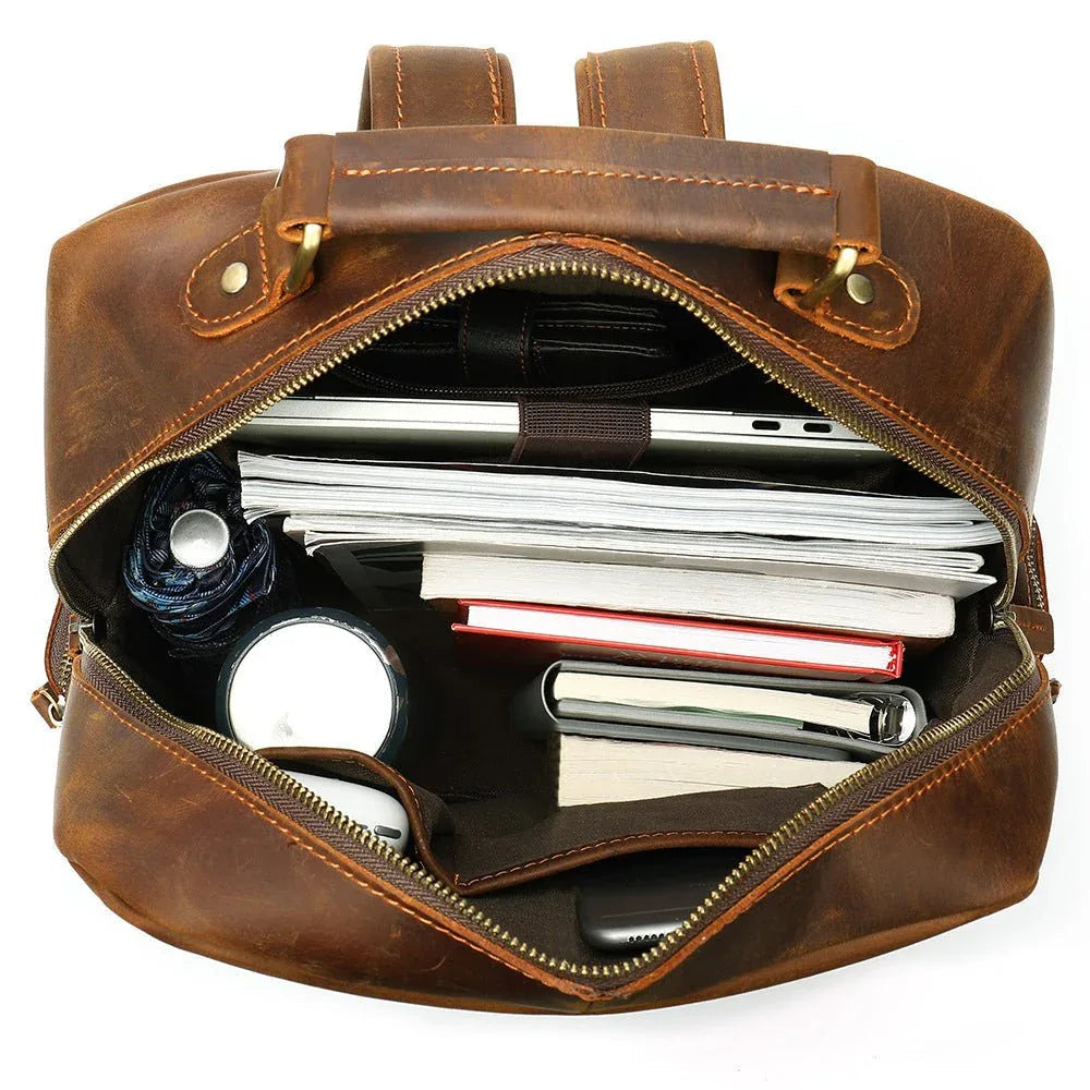 Men's Leather Backpack Business Large Capacity Travel Bag