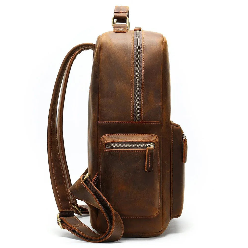 Men's Leather Backpack Business Large Capacity Travel Bag