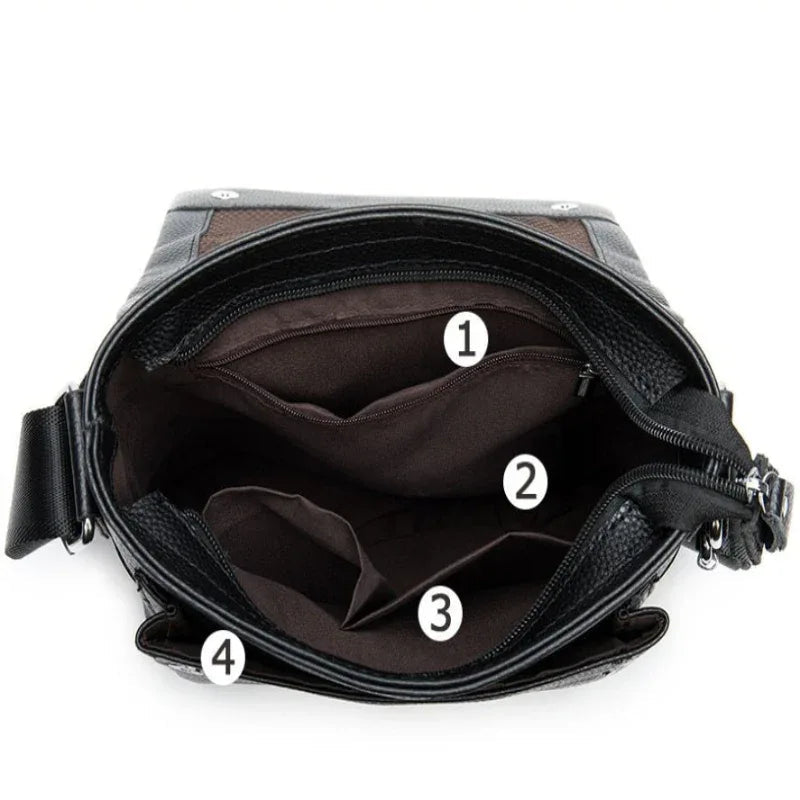 Men's Leather Shoulder Bag With Adjustable Shoulder Strap