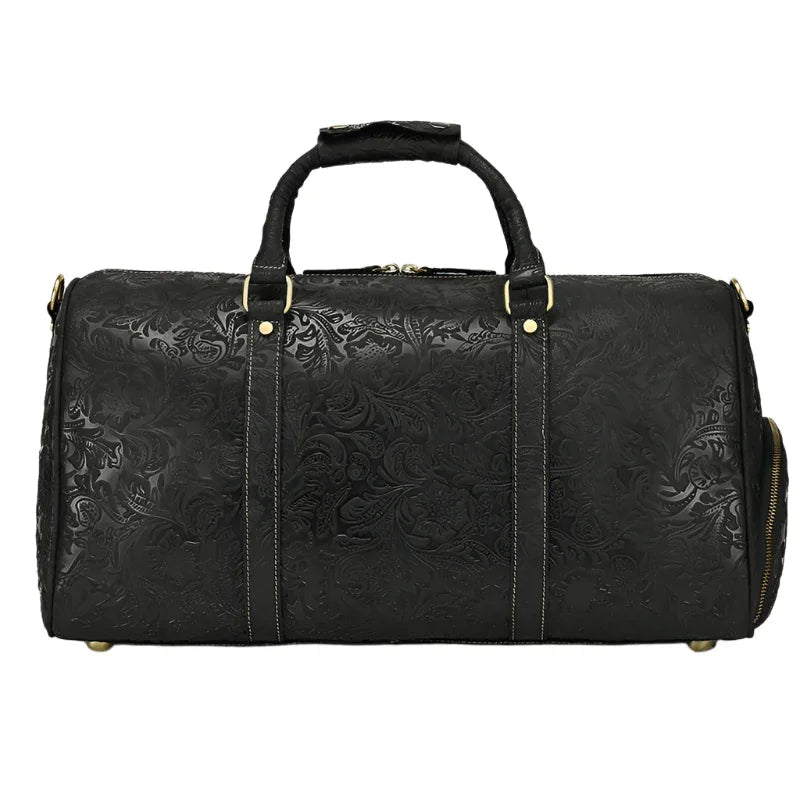 Men's Leather Vintage Duffle Weekend Bag
