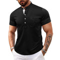 Men's Round Neck Short Sleeve Chest Pocket Polo Shirt