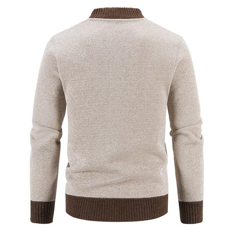 Men's Slim Stand Collar Elk Embroidered Sweater