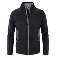 Men's Solid Color Stand Collar Cardigan Sweater
