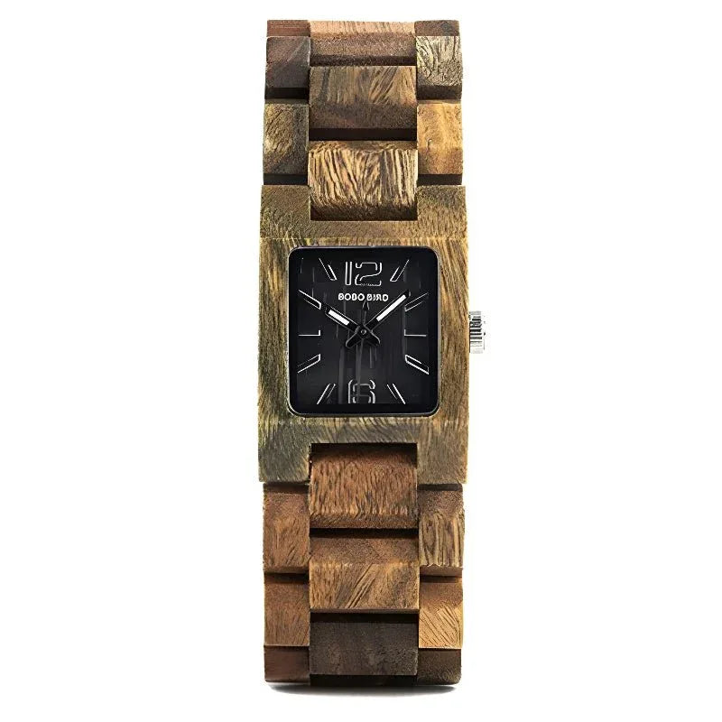 Men's Square Shaped Dial Wood Watch