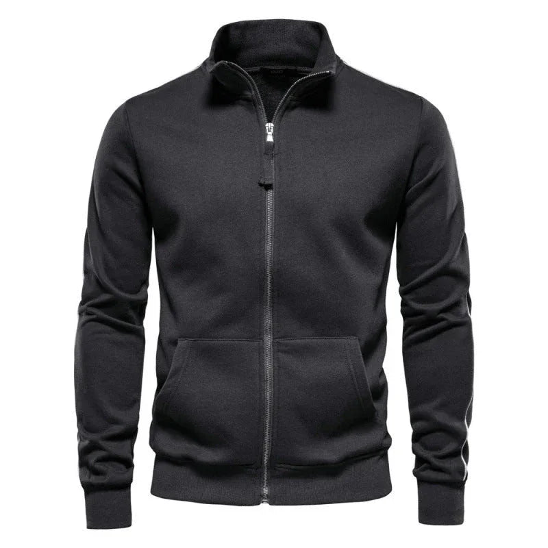 Men's Stand Collar Long-Sleeve Zipper Sweatshirt Sweaters