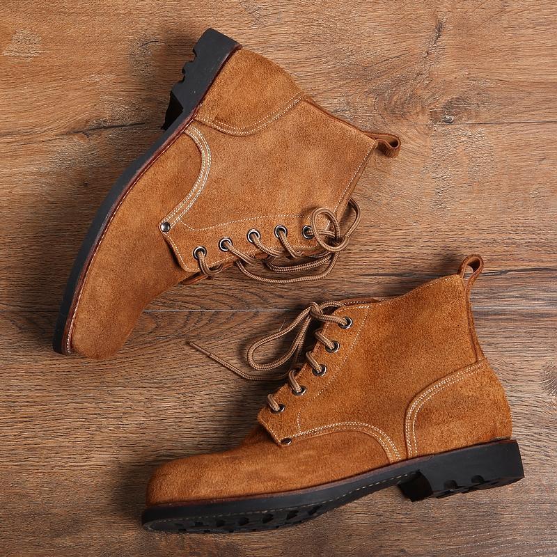 Men's Thick Suede Cowhide Genuine Leather Shoes Boots