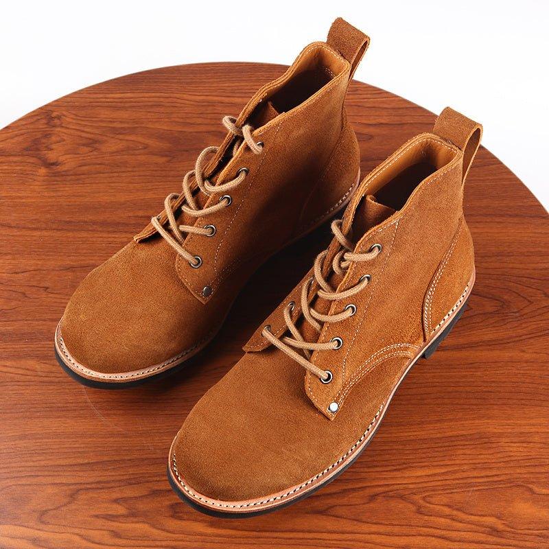 Men's Thick Suede Cowhide Genuine Leather Shoes Boots