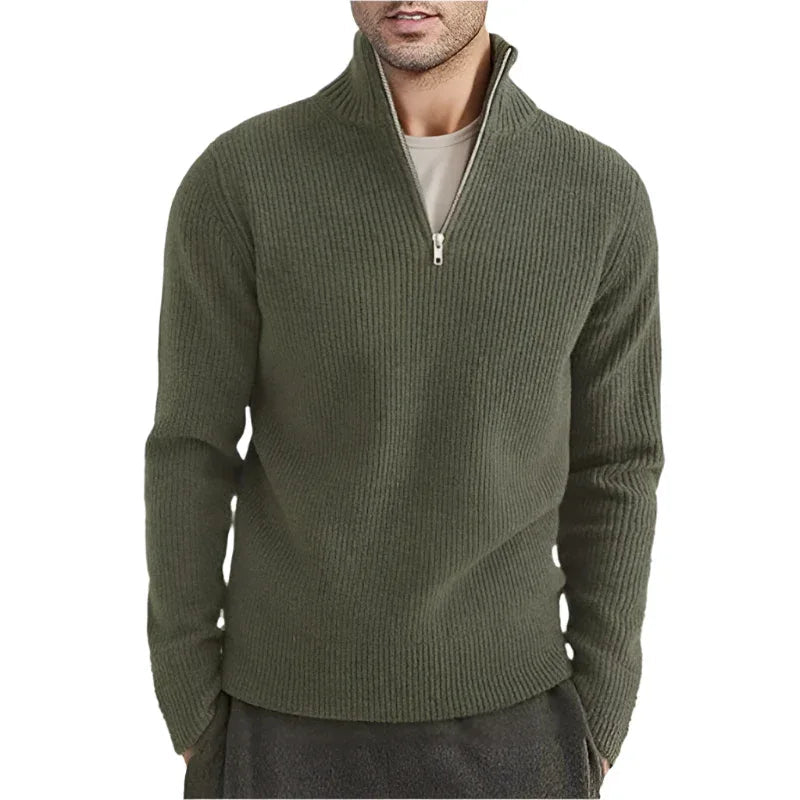 Men's Thickened Warm Zip Collar Sweater