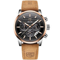 Men's Three Subdials Leather Strap Watches