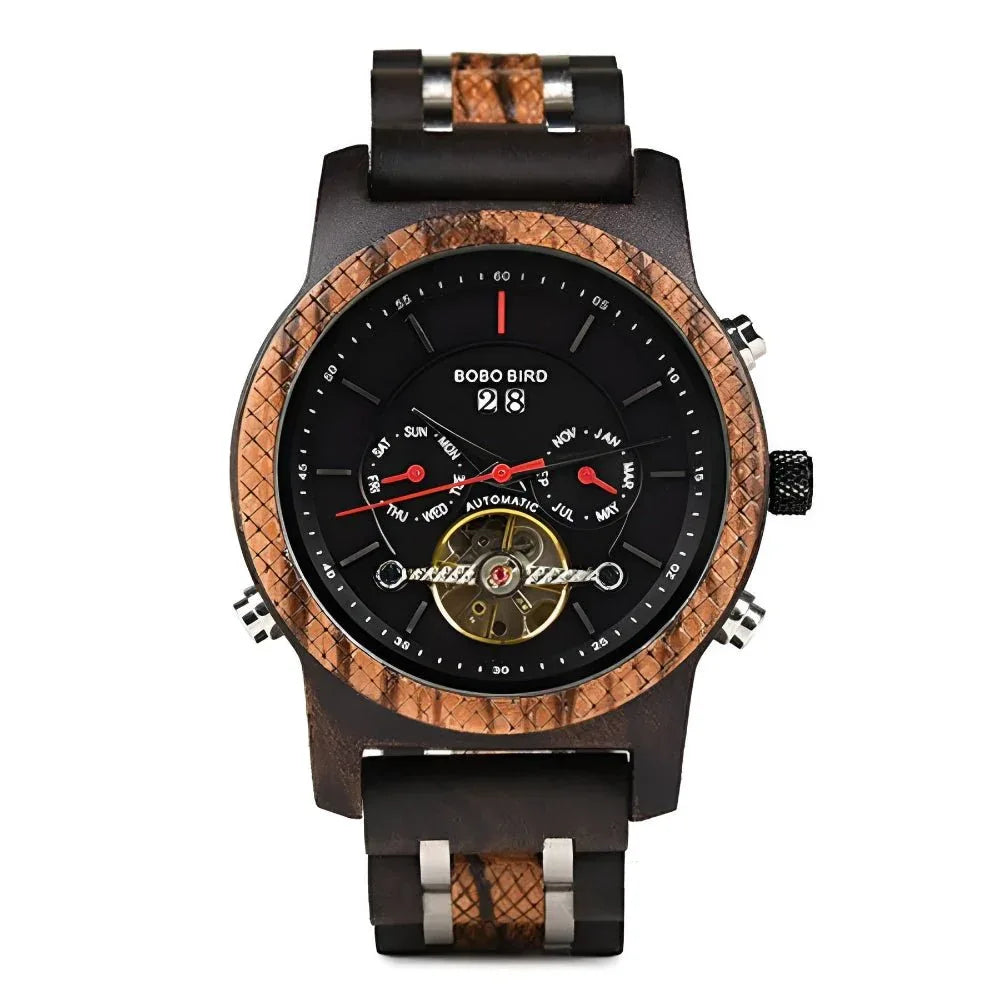 Men's Tourbillon Automatic Mechanical Wood Watch