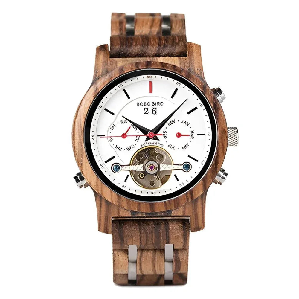 Men's Tourbillon Automatic Mechanical Wood Watch