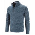 Men's Velvet Half-High Zipper Neck Pullover Sweater