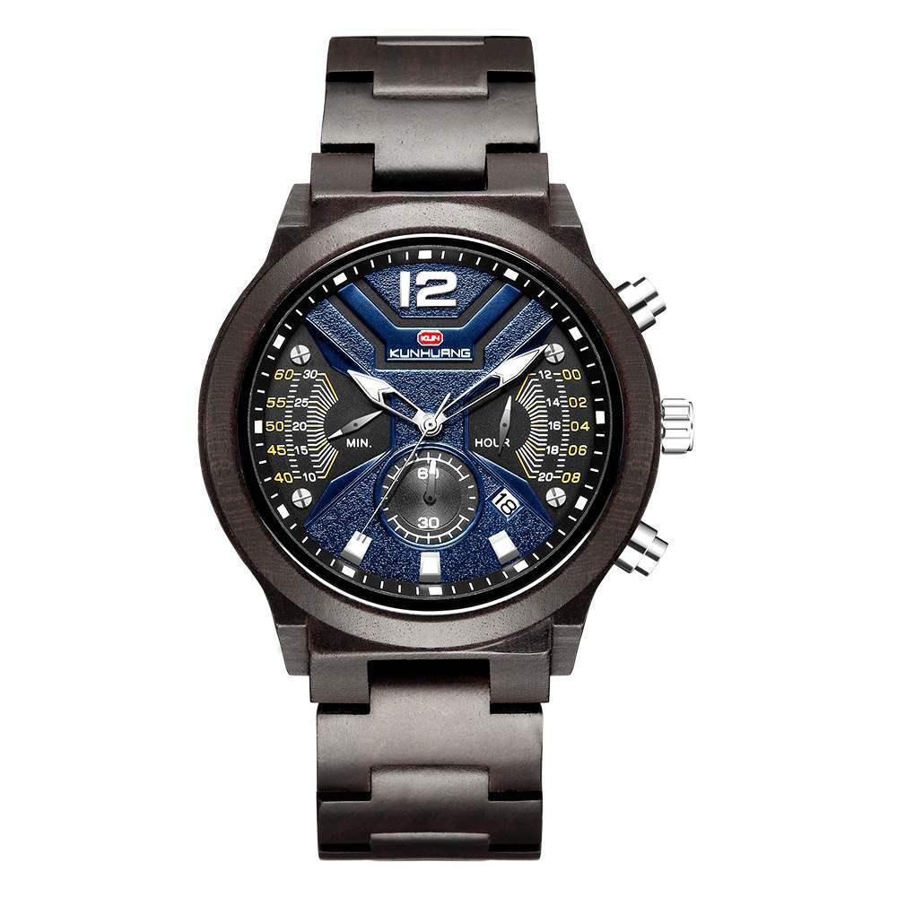 Men's Wooden Sports Quartz Movement Chronograph Watch