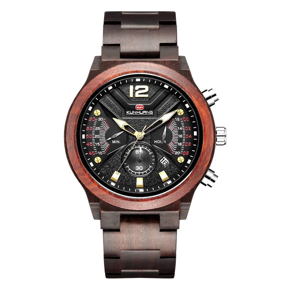 Men's Wooden Sports Quartz Movement Chronograph Watch