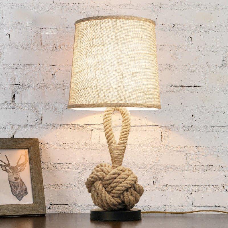 Metal & Craft Hemp Rope Retro Table Bedroom Lamp