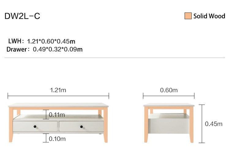Modern Nordic Coffee Table with Drawers