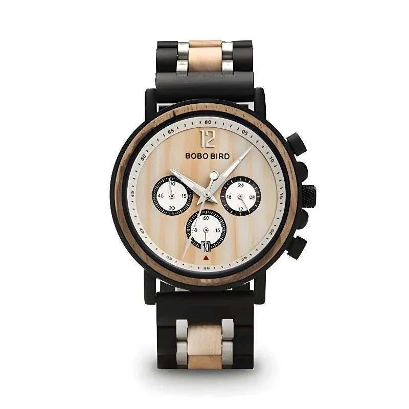 Multifunctional Solid Wood Watch For Men