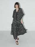 Navy Paisley Batwing Vacation Dress