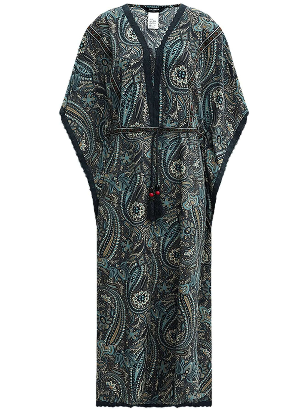Navy Paisley Batwing Vacation Dress