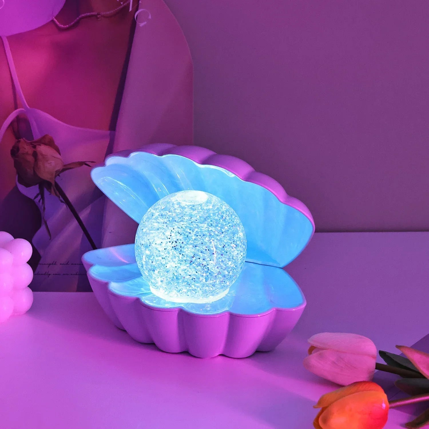Neon Ambience Light Decorative Ornaments Shell-Shaped Small Night Bedside Table Lamp